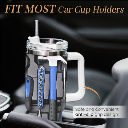 40oz Stainless Steel Tool Kit Tumbler, Double Wall Vacuum Insulated Travel Mug, Spill Proof Lid, Perfect Gift for Dad, Mom, Ideal for Christmas, Thanksgiving, Valentine's, Mother's, Father'S Day, Gift for birthday, Coffee Cup