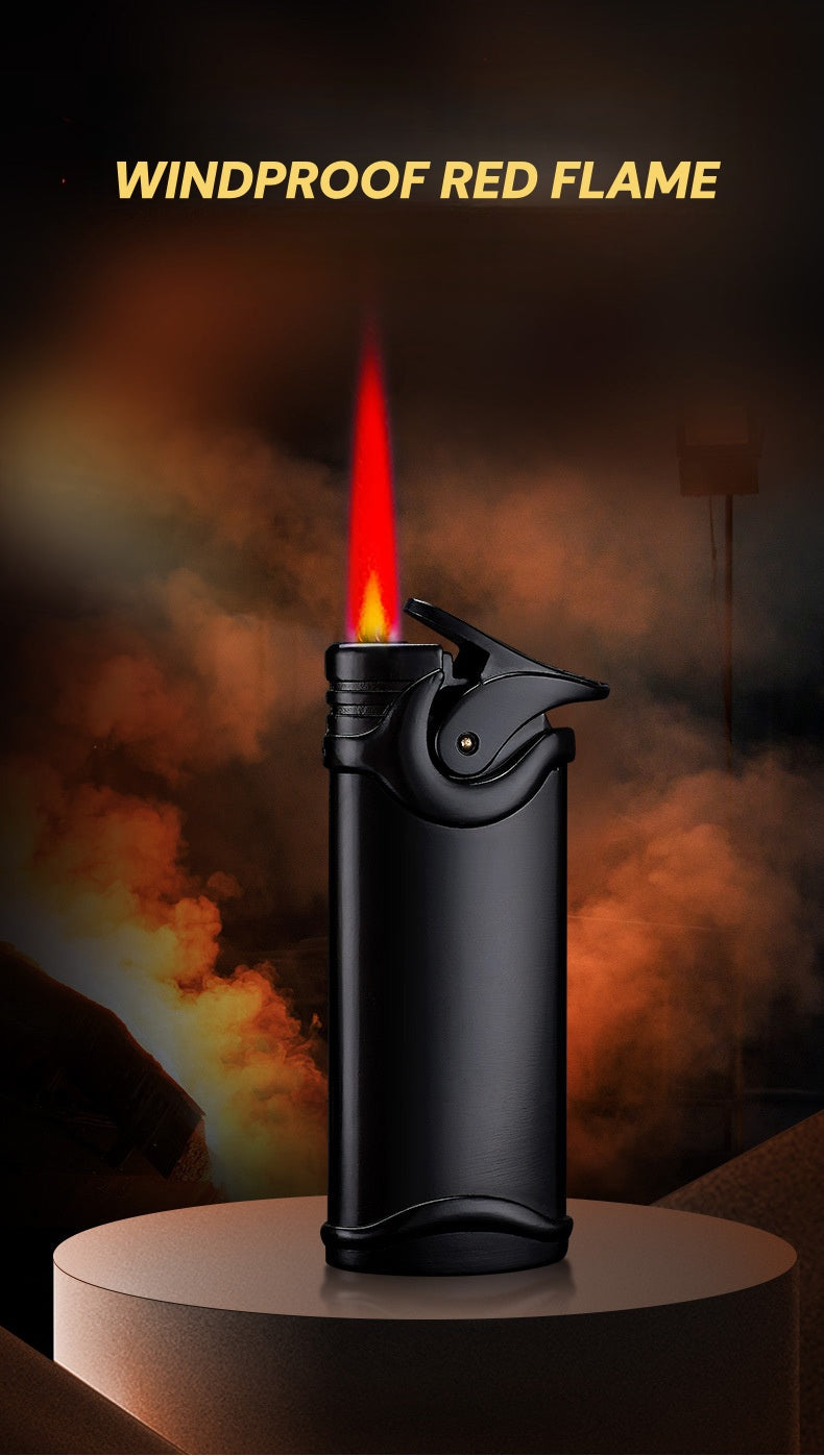 Retro Windproof Lighter - Heavy-Duty Metal Construction, Windproof & High Quality, Push Ignition with Flame Adjustment, Compact Portable Refillable Lighter for Camping, BBQ, Fireplace, Candle - Ideal Gift for Men, Boyfriend