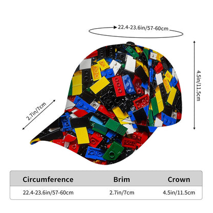 1pc 1pcs Adjustable Snapback Baseball Cap Suitable for Travel & Daily Wear - Lightweight Duckbill Hat with Building Blocks Print, Classic for Sizes, Casual Cap (Hand/Dry)