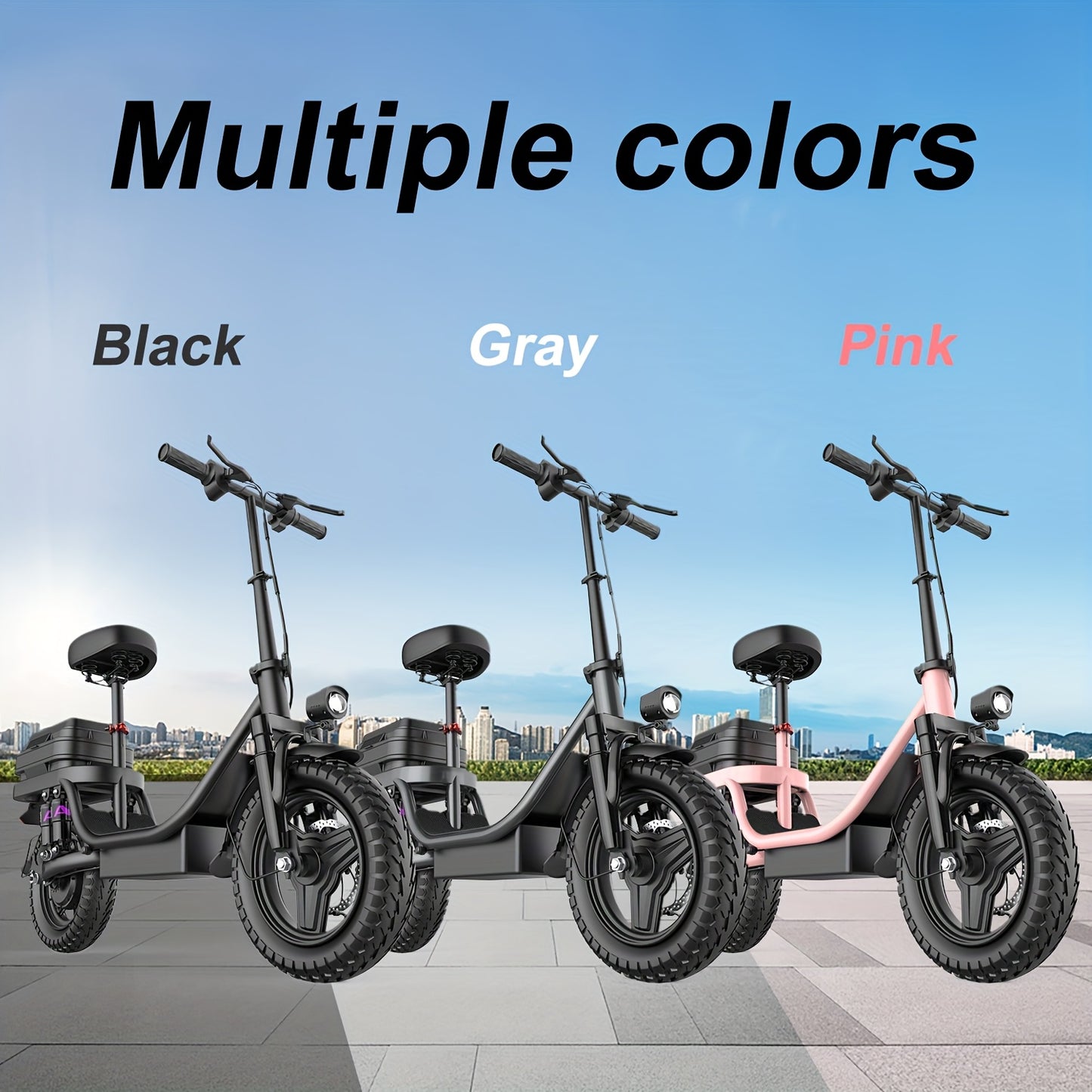 Peak Power 740W Electric Scooter With Free Seat & Basket - 48V10/15AH Battery, Dual Suspension, 20MPH, 10-35 Miles, LCD Display, 330lbs Max Load (Best For Commuting) Folding Ebike Adult Mini Electric Bike Equipped With Intell