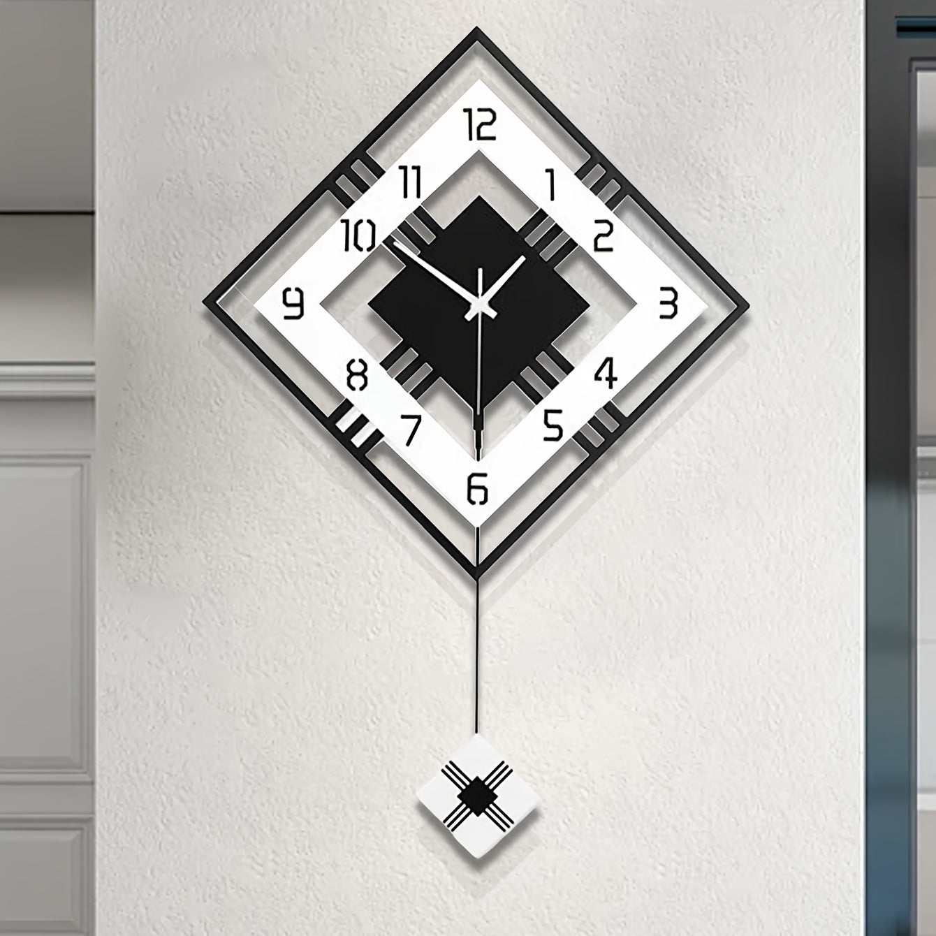 [Silent Wall Clock] Silent Modern Black Acrylic Wall Clock | Digital Display, Fantasy-Themed Design, No-Drill Installation for Living Room, Bedroom, or Dining Room Decor