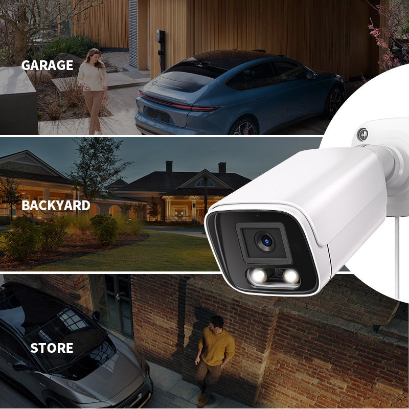 POE gun camera, 8-megapixel camera, full-color night vision, human body detection and one-way audio, outdoor video surveillance camera, RTSP/108°/2.8/mm, IP67 metal shell camera, wired network port connected to NVR, Christma