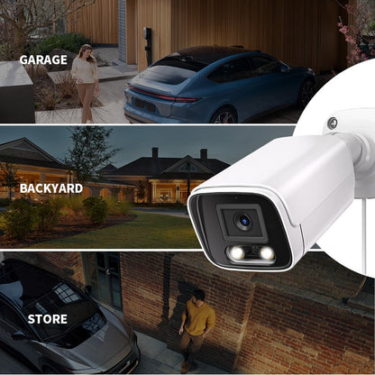 POE gun camera, 8-megapixel camera, full-color night vision, human body detection and one-way audio, outdoor video surveillance camera, RTSP/108°/2.8/mm, IP67 metal shell camera, wired network port connected to NVR, Christma