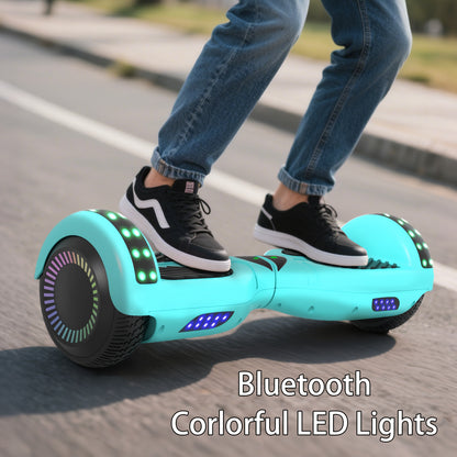 300W 7.5MPH Hoverboard for Kids, 7.5 Mile Range, 3H Charge, 6.5" Wheels, Bluetooth & Corlorful LED Lights, Ideal Gifts for Kids Boys & Girls-Thanksgiving Gifts Christmas Gifts, P6 Green