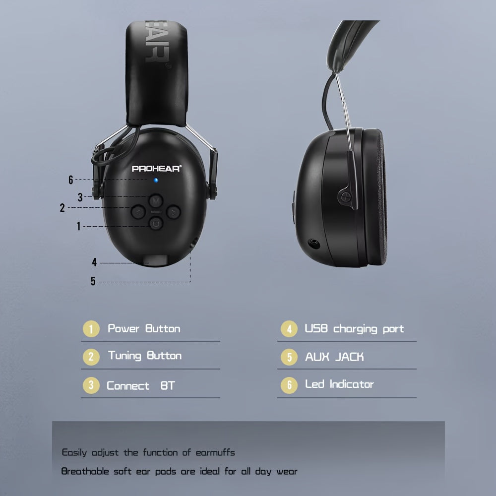 ZOHAN Wireless Electronic Noise Cancelling Headphones, Outdoor Sports 5.0 Wireless Earmuffs, Music, Charging, Suitable For Studying, Mowing, Shooting, Silent Safety Hearing Protection Headphones, Foldable Noise Cancelling Ear