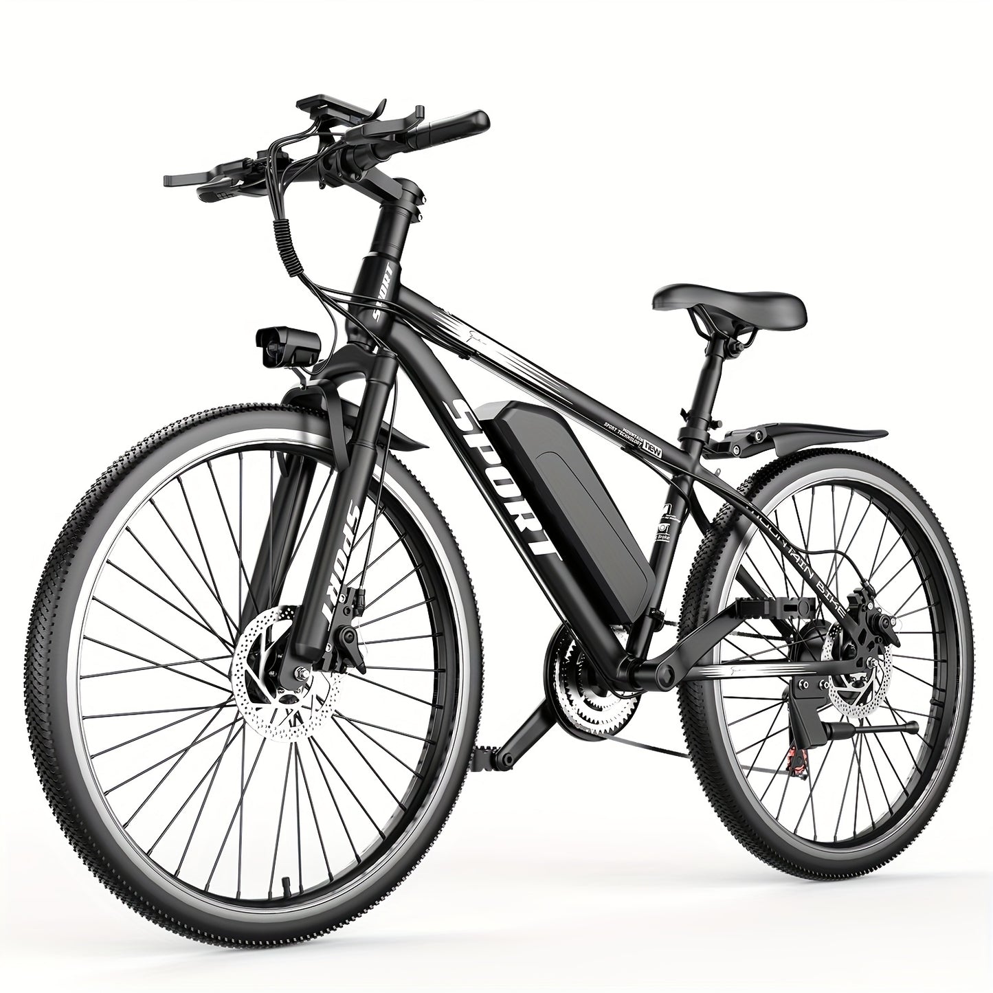 Mountain Electric Bicycle, Battery Can Be Sold Separately, 500W (peak 740W) Silent Motor, 26 Inch Tires, Power Brake, Alloy Frame, 20MPH, Additional Mudguard, Equipped With Front Plug And Lighting System