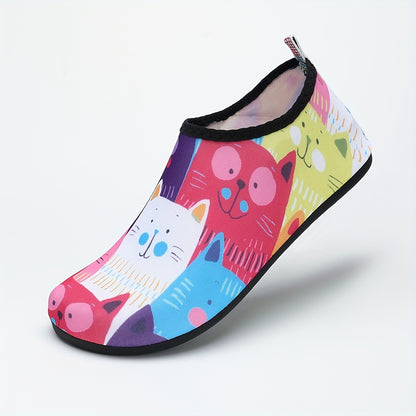 New Women'S Beach Shoes with Cute Cartoon Prints, Slip-Resistant, Sand-Proof, Soft Soles, Quick-Drying, Designed to Prevent Scratches, Suitable for Outdoor Water Activities, Indoor Sports, Fitness, Floor Socks, Yoga Shoes, Tr