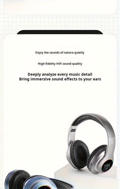 Wireless Noise Cancelling Headphones, Wireless Earbuds with Deep Bass, Lightweight Foldable Headphones with Built-in Microphone, for Work Laptops, Mobile Phones, On-head Gaming Headphones, Compatible with Android/iOS, Father'