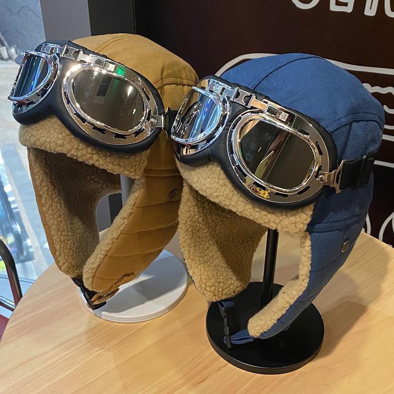 Unisex Winter Outdoor Hat with Goggles, Thickened Lining and Warm Ear Flaps for Cycling Ski Activities, Winter Hats For Men, Winter Hats For Women, Snow Hat, Winter Thermal Hat, Winter Goggles, Ski Helmet With Goggles, Winter