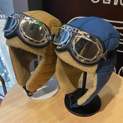Unisex Winter Outdoor Hat with Goggles, Thickened Lining and Warm Ear Flaps for Cycling Ski Activities, Winter Hats For Men, Winter Hats For Women, Snow Hat, Winter Thermal Hat, Winter Goggles, Ski Helmet With Goggles, Winter