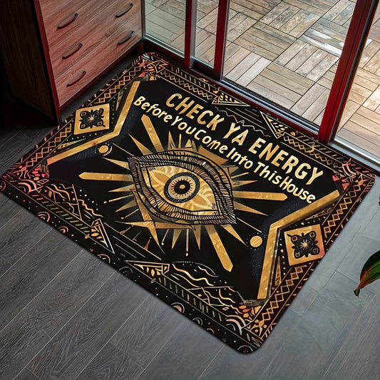 Magic Eye Check Your Energy Door Mat - Rectangular, Machine Washable, 8mm Thick, Soft Non-Slip, Suitable for Kitchen, Living Room, Bedroom, and Entryways