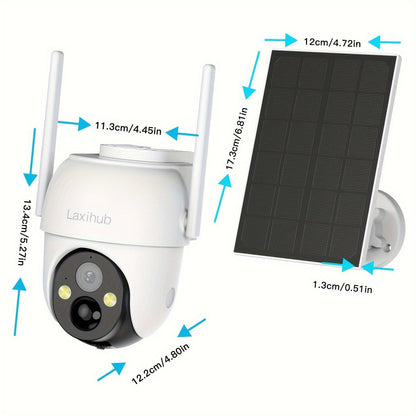 LAXIHUB 3pcs Outdoor Security Cameras | 1296 FHD Wifi Wireless Security Cameras Outdoor Waterproof Solar Powered, Human/Pet AI Detection, 2.4GHz WIFI Only Two-way Audio, Starlight Night Vision, Protect Your Home with 355° Pa
