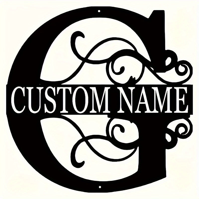 Customized Metal Surname Sign - Personalized Black Art Deco Wall Decor, Reusable Matte Finish, Detachable Pre-pasted Metal Accent - For Home Decor - Suitable for Living Room, Bedroom, Garden, Outdoor Spaces - Unique Gift for