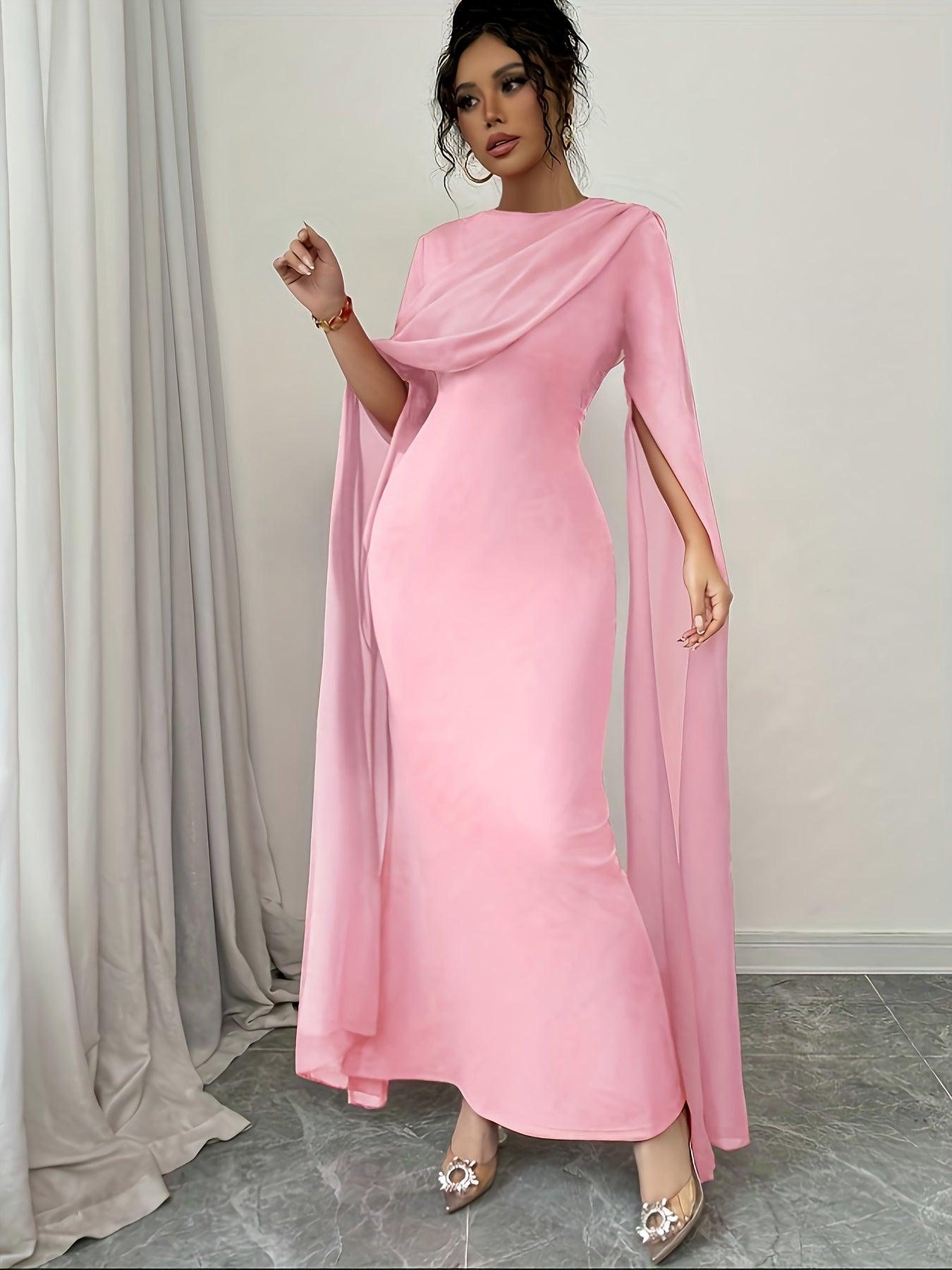 [Evening Gown] Women's Formal Party Evening gown - Elegant long Formal dress, Above-Knee slit, Machine Washable, for Galas, Weddings, Business Events - Elegant Evening wear, Formal Evening Gown