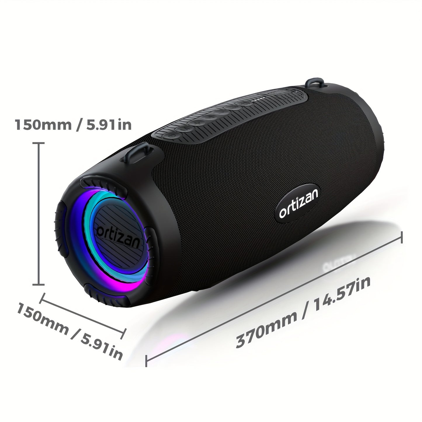 100W Ortizan Wireless Speaker - High-Quality Sound, Strong Bass, 12 Hours of Playtime, Portable Power Bank, Equalizer, USB, LED Lights, Multi-Room Sound, Surround Sound - Outdoor Loud Subwoofer Boombox for Parties, Camping, A