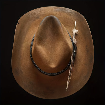 Western Cowboy Hat - Solid Felt with Wide Brim for Outdoor, Rodeo, Ranch & Casual Wear | Durable Textile Material | Iconic for cowboy & Western-Themed Events