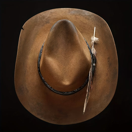 Western Cowboy Hat - Solid Felt with Wide Brim for Outdoor, Rodeo, Ranch & Casual Wear | Durable Textile Material | Iconic for cowboy & Western-Themed Events
