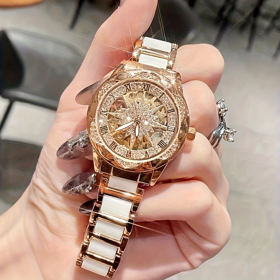 Fashionable Women'S Watch with Sunflower Design, Suitable for Swimming And Daily Wear.