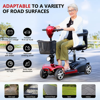 Foldable Electric Mobility Scooter for Adults, All-Terrain Scooter with Basket & Cup Holder, LED Headlight/Horn - 250W High-Speed Motor, 14-Mile Range, 265lbs Capacity, Portable Transport, Urban Commuting, Modern Transport, C
