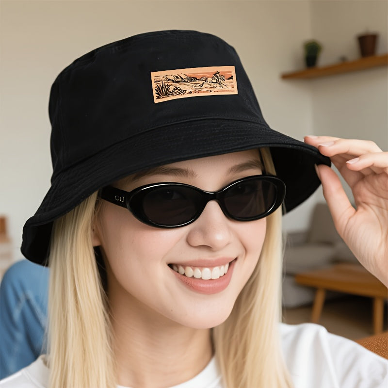 Vintage Western Cowboy Hat - Wide Brim Sun Protection, Breathable Lightweight Polyester Outdoor Camping, Fishing, Ranch - Classic Black Bucket cap for Men & Women, Fishing Gear, Rustic Design, Durable Construction, Unisex Hea