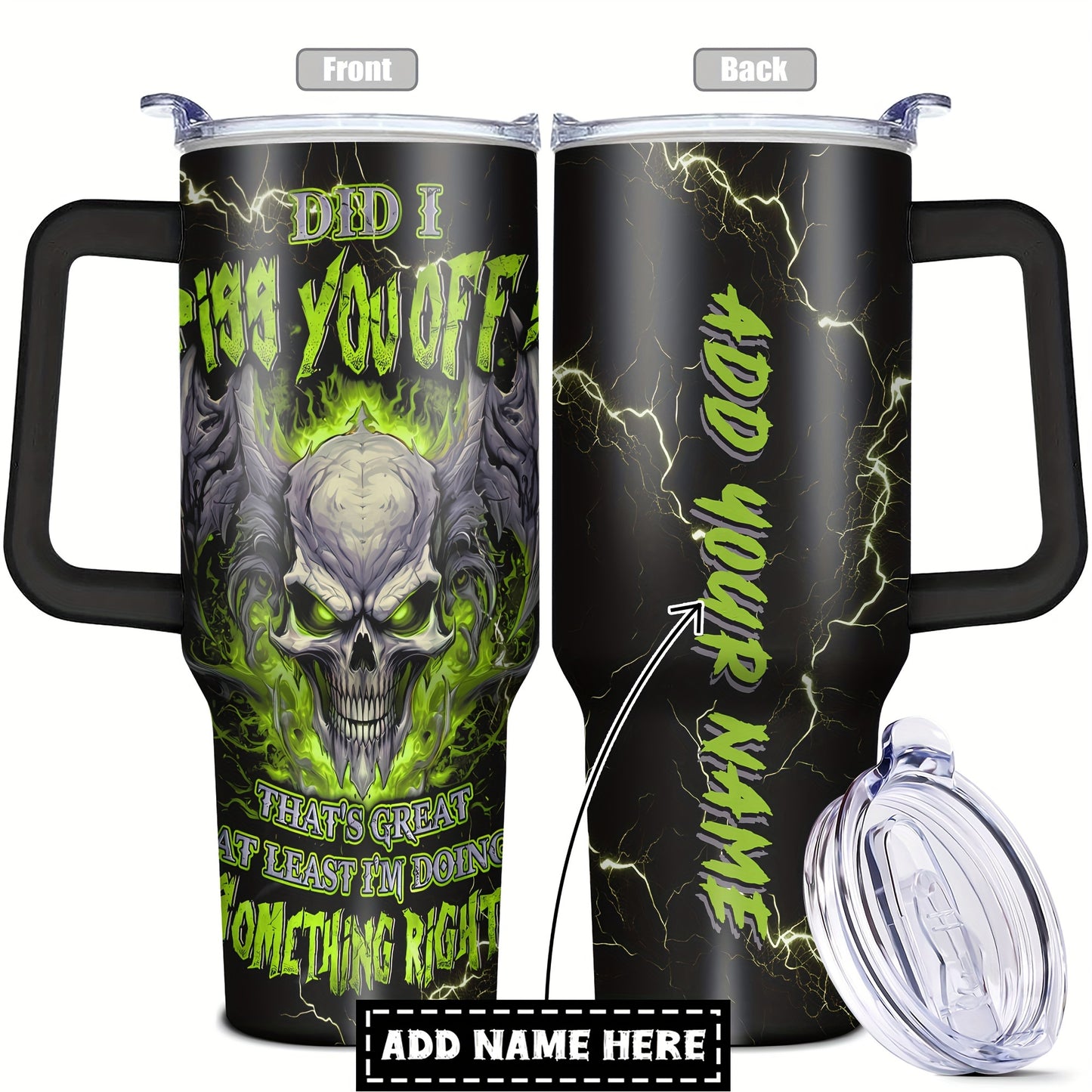 Custom 1pc, Personalized 40 Oz Tumbler with Lid, Featuring a Funny Lightning Skeleton Print, Stainless Steel Water Bottle Perfect for Christmas, Thanksgiving, Halloween, And Birthday Gifts for Dad, Son, Women, Mom, Sisters, T