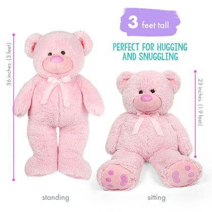 Big Teddy Bear, 3 Feet Giant Teddy Bear Stuffed Animal, Large Bear Plush Toy, 39 inch, Gift for Girls, Girlfriend, Wife, for Birthday Valentine's Day