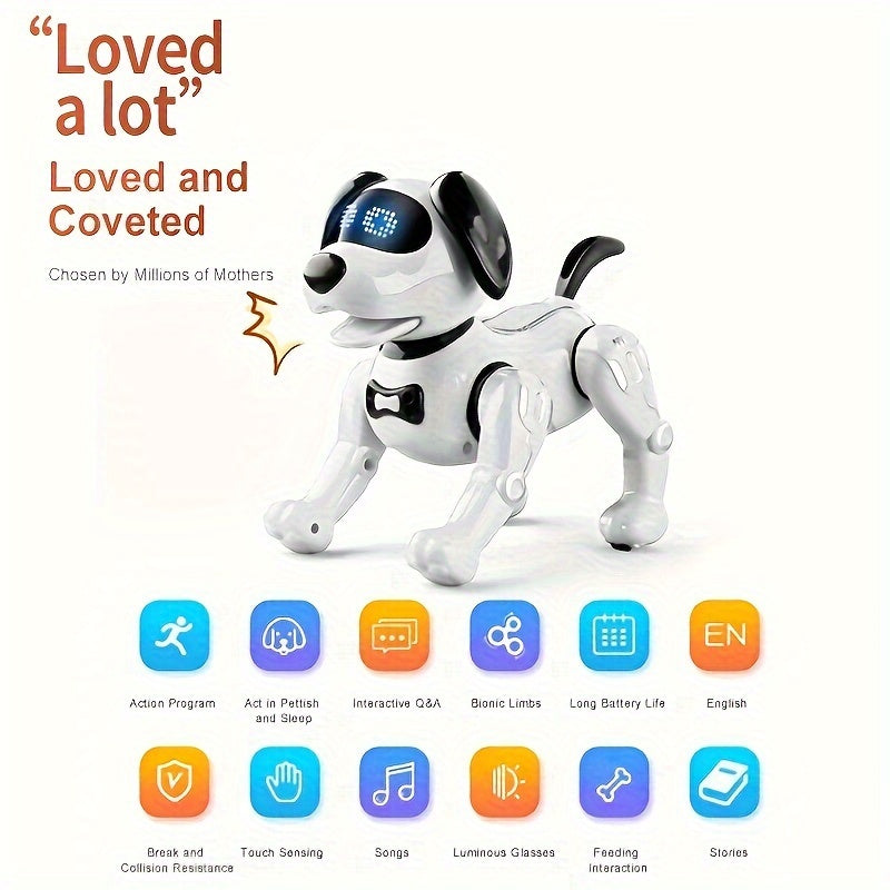 1pc Interactive RC Robot Dog Toy with Remote Control, Programmable Stunt Robot Dog, Infrared Sensor, USB-Rechargeable, LED Eyes & Sound, for Indoor/Outdoor Play, Birthday Party, Home Decoration - Ideal Gift for Adults & Famil