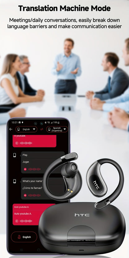 [HTC NE22 | Open AI] HTC NE22 Open AI Translation OWS Headphones | 135 Languages | Face-to-Face Dual Voice | HIFI High-Quality Sound | Built-in Mic | Global Travel & Negotiation
