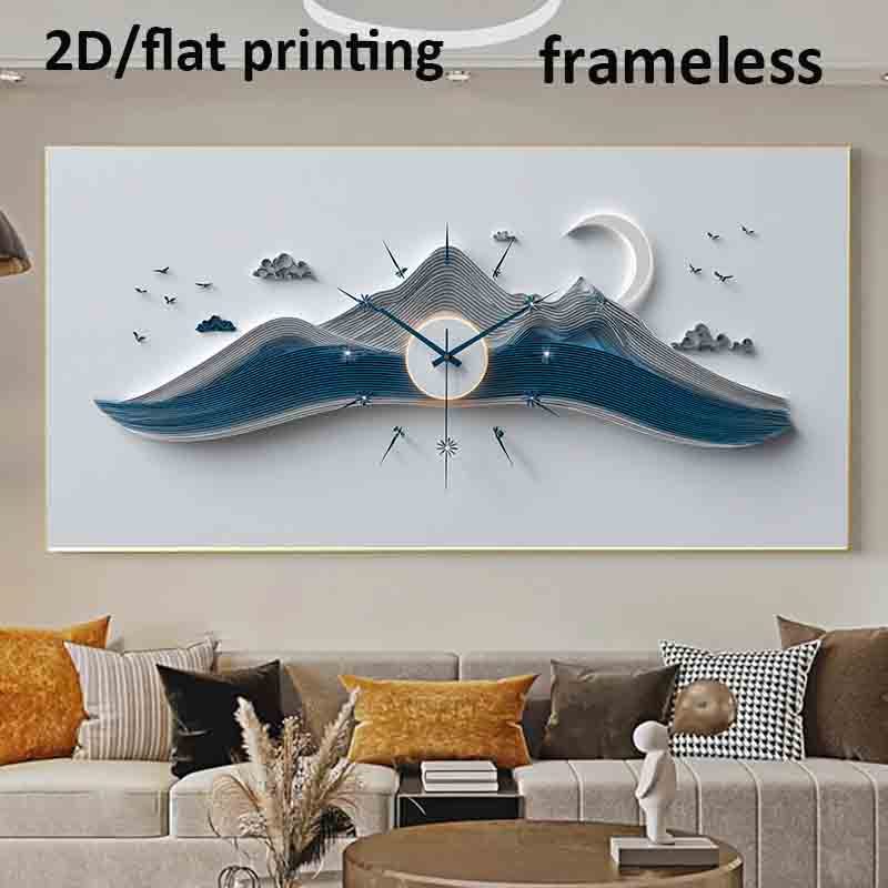 1pc Extra Large Modern Minimalist Ocean Wave Clock Canvas Poster - Frameless Wall Art Print, Large Modern Decor for Living Room, Bedroom, Clock Wall Decor, Extra Large Wall Clock, Living Room Wall Pictures, Wall Pictures, Liv