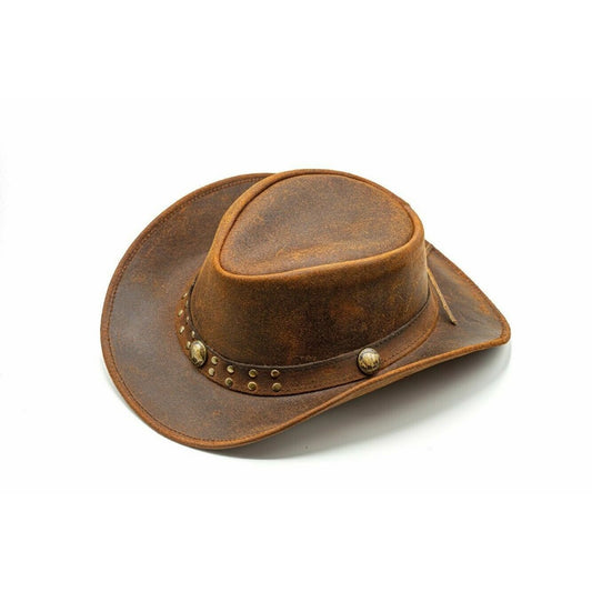 Men and Women Brown Genuine Leather Cowboy Western Hat – Classic Western Hat for Outdoor Adventures, Rodeo, Ranch, Country, Hiking, Travel, Festivals, Camping, Road Trips, Horse Riding, Costume, Halloween Parties – Stylis