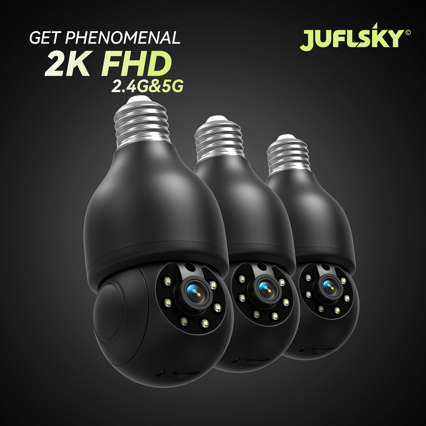 2K FHD Smart Bulb Security Camera - Wireless Indoor Light Socket Cam With 360° Panoramic PTZ, 5G/2.4G WiFi, Motion Tracking & Auto Alerts, Color Night Vision & Two-Way TalkFHD