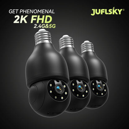 2K FHD Smart Bulb Security Camera - Wireless Indoor Light Socket Cam With 360° Panoramic PTZ, 5G/2.4G WiFi, Motion Tracking & Auto Alerts, Color Night Vision & Two-Way TalkFHD