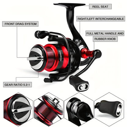 Proberos Carbon Fiber Telescopic Fishing Rod and Reel Combo - Ambidextrous Medium Action Spinning Reel with 2000 Series, Freshwater Bass Fishing Kit for Thanksgiving, Christmas, Father's Day, Fishing Gear