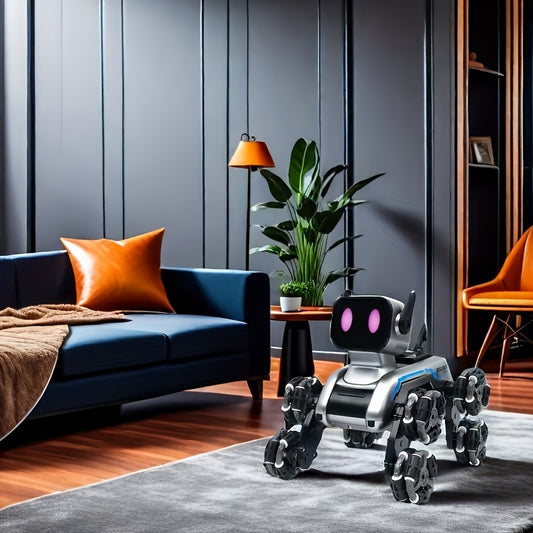 8WD Robot Dog, Dual-Electric Dual-Control, Intelligent Mechanical Dog with Swing Arm, Deformation, Climbing Car, USB Charging, Infrared Sensor, Rechargeable Battery, ABS Material, for Pets & Children, Holiday Gift Idea