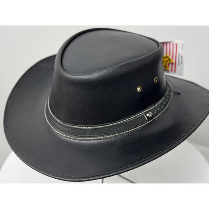 Black Western Style Genuine Cowhide Cowboy Hat – Shapeable Wide Brim for Men & Women