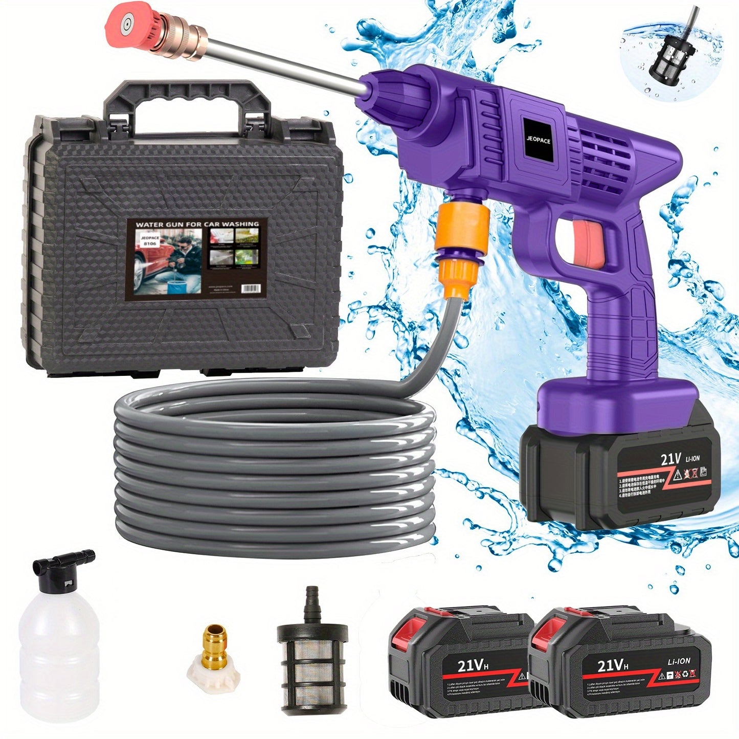 1 Wireless High Pressure Water Gun, Portable Cordless Car Washing Tool, Powerful Car Washing Tool, Garden Hose Nozzle, Multi-functional Watering Tool, Suitable for Home, Garden  Car  Elevator.., Power Washer, Portable Car Was