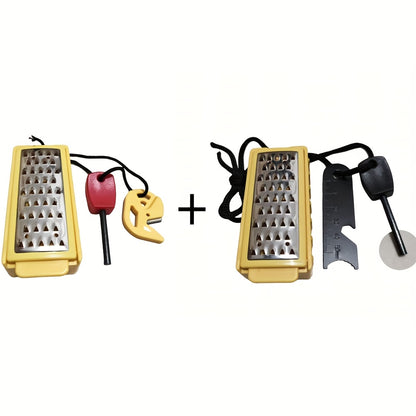 Portable Fire Starter Kit with Stainless Steel Grater - Durable Plastic, Ideal for Outdoor Survival & Camping