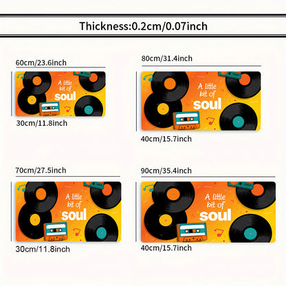 1pc Large Retro Vinyl Record Gaming Mouse Pad & Desk Mat - Soul Music Theme with "A Little Bit of Soul" Text, Vinyl & Cassette Design, Non-Slip Rubber Base, Smooth Surface for PC/Laptop, Ideal Gift for DJs, Musicians, Gamers