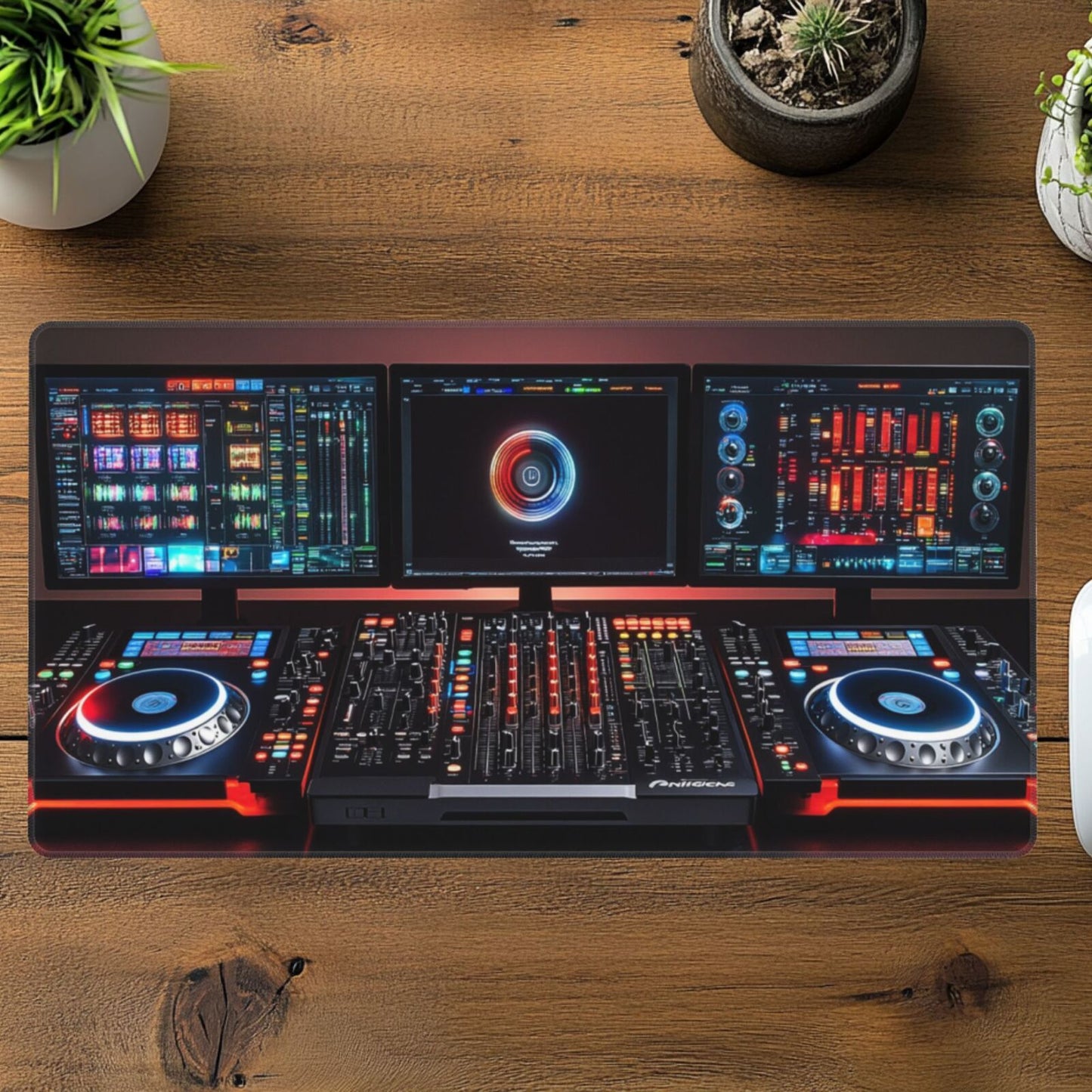 Pro DJ Mouse Pad, Designed Like Traktor Kontrol S4 MK3 - Illuminated Buttons, Jog Wheels, And Digital Display | Washable Non-Slip Rubber Base | Perfect for Music Production And Home Studios, DJ Accessories
