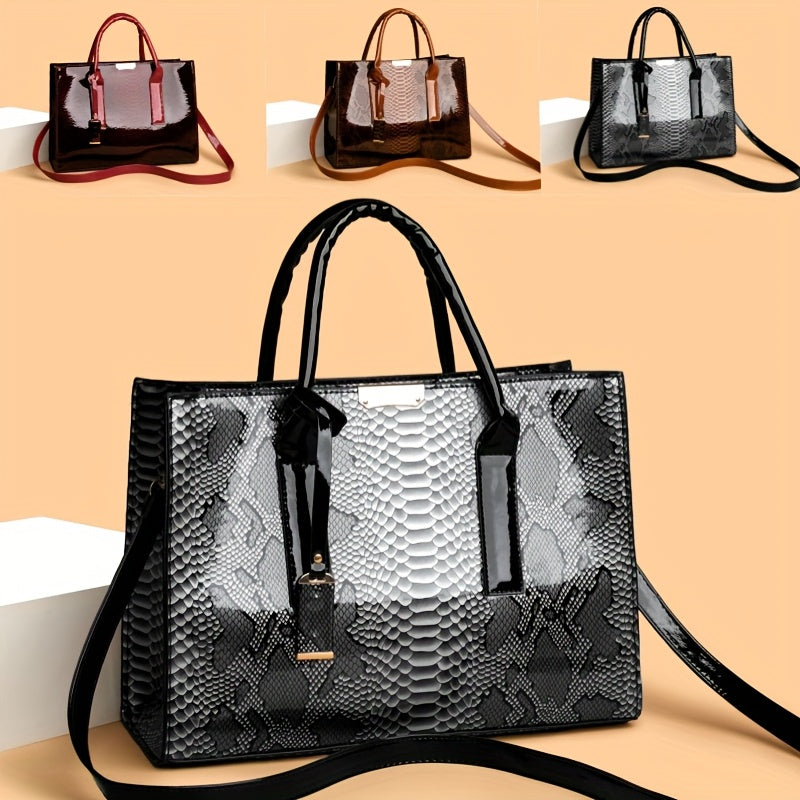 Women'S Large Capacity Elegant Handbag with Detachable Strap & Golden-Tone Hardware - Structured Tote, Golden-Tone Hardware & Zipper Closure