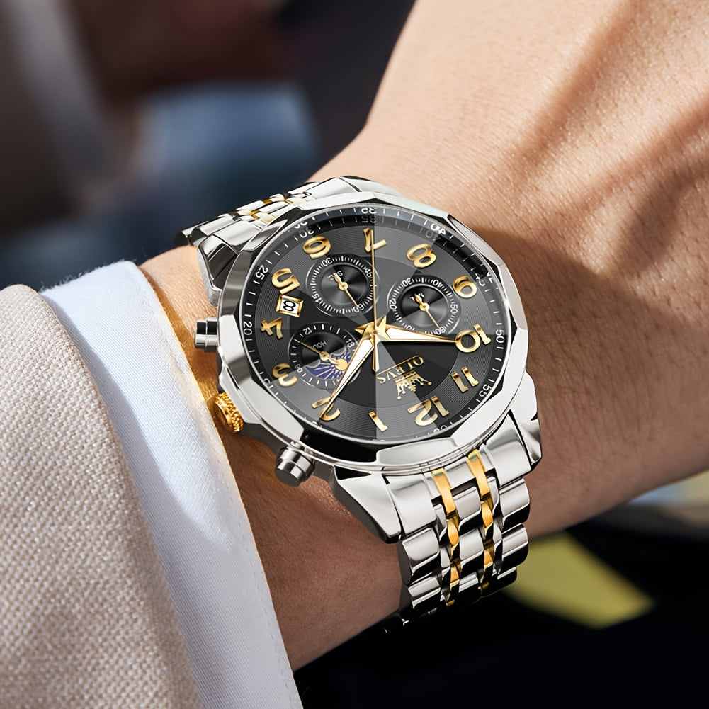 OLEVS Watches For Men Analog Quartz Dress Business Watch Day Date Stainless Steel Classic Casual Luxury Luminous Male Wrist Watches Golden/black/blue/white