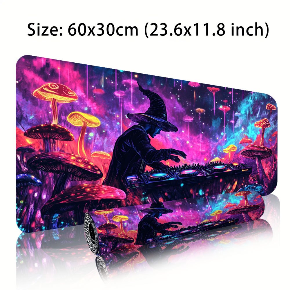 1pc Large Music DJ-Themed Gaming & Office Desk with Non-Slip Rubber Base, DJ Turntable & Vinyl Record Design Mouse Pad - Heavy-Duty Surface for PC/Laptop, Ideal Gift for DJs, Musicians, Birthday & Christmas