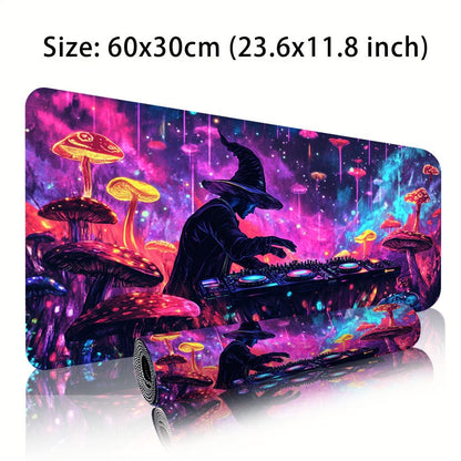 1pc Large Music DJ-Themed Gaming & Office Desk with Non-Slip Rubber Base, DJ Turntable & Vinyl Record Design Mouse Pad - Heavy-Duty Surface for PC/Laptop, Ideal Gift for DJs, Musicians, Birthday & Christmas