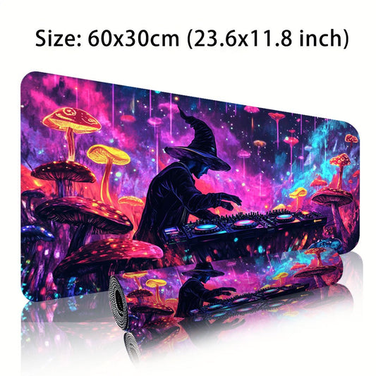 1pc Large Music DJ-Themed Gaming & Office Desk with Non-Slip Rubber Base, DJ Turntable & Vinyl Record Design Mouse Pad - Heavy-Duty Surface for PC/Laptop, Ideal Gift for DJs, Musicians, Birthday & Christmas