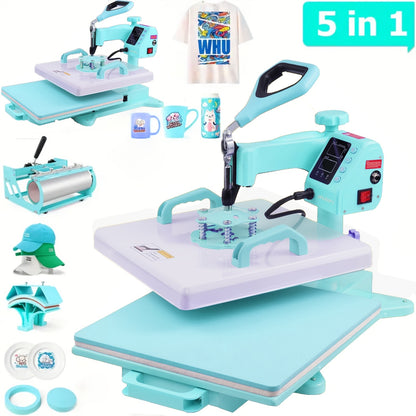 This Is a Versatile Heat Press Machine Combo Featuring an 8 in 1 And 5 in 1 Design, with Dimensions of 15"X15" And 15"X12". It Has a Rotatable Design And Is Suitable for Transferring Images Onto Various Items Such As T-Shirts