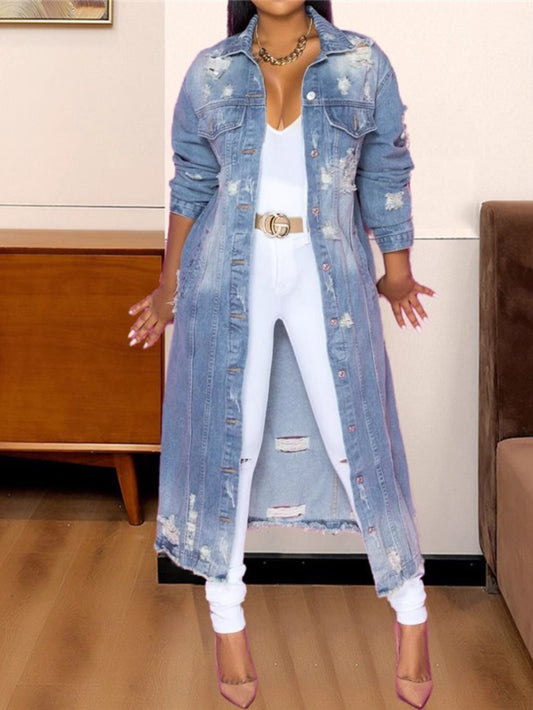 Women'S Plus Size Jeans Jacket - Non-Stretch Denim Coat with Button Front Closure, Classic Buttoned Pocket, Edgy Vintage Look for Everyday & Formal Outfits - Fall/Winter Outerwear (Curvy Women Friendly) - Plus Size Friendly C