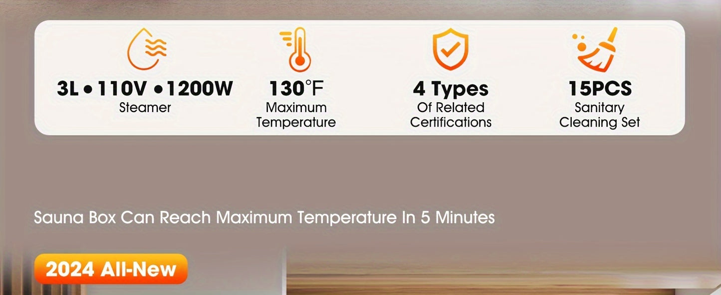 Portable Full Body Sauna Box | Personal Steam Sauna Tent for Home Spa with 3L 110V Steamer, Composite Fabric, Plug Powered, Suitable for Gym, Pilates, Garage, Hot Tub (36 * 36 * 71inch)