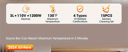 Portable Full Body Sauna Box | Personal Steam Sauna Tent for Home Spa with 3L 110V Steamer, Composite Fabric, Plug Powered, Suitable for Gym, Pilates, Garage, Hot Tub (36 * 36 * 71inch)
