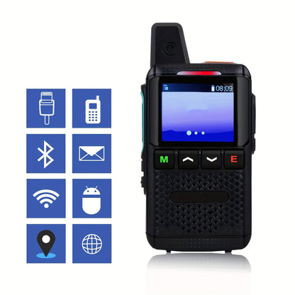 Global Office Walkie Talkie with Data Cards, Long Range Communication 4G Network Radio, Clear Sound Anti-Interference for Business, No Monthly Fees, 2-Pack, Emergency Response, Outdoor Communication, Modern Radio, Compact Des