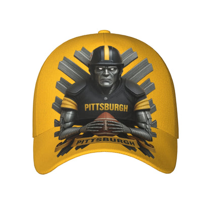 Pittsburgh Football Fan Hat | Adjustable Snaps, Breathable, Four-Season Comfort, Yellow, Woven, Hand Wash or Professional Dry Clean